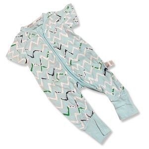 KIDS TALES Toddler Baby One-Piece Short Sleeve Zip Romper | Blue | 6-12 months